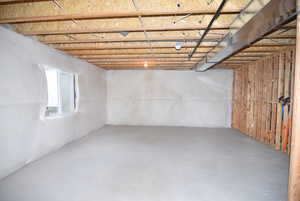 View of unfinished basement area