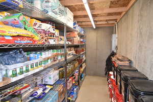 View of storage room under front porch