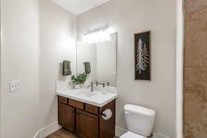 Bathroom with vanity and toilet