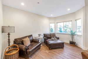 Living room featuring light wood-type flooring