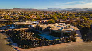 Drone / aerial view with a mountain view