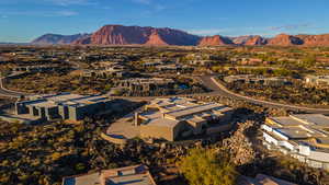 Aerial view featuring a mountain view