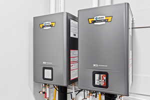 Utility room featuring water heater