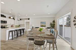 Dining area featuring light hardwood / wood-style floors