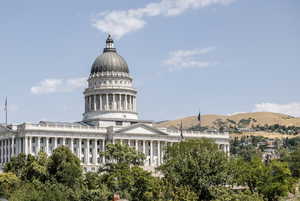 View of building exterior featuring a mountain view