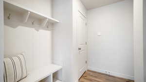 Mudroom featuring light hardwood / wood-style flooring