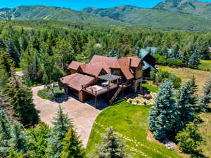 Drone / aerial view with a mountain view