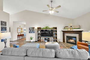 Spacious family area with vaulted ceilings