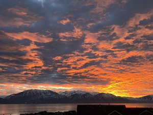 Mountain view featuring a large body of water
