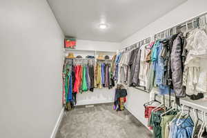 Spacious closet featuring carpet floors