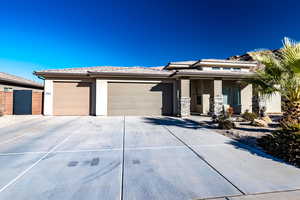 Prairie-style house featuring a garage