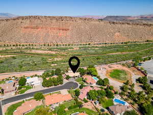 Drone / aerial view with a mountain view