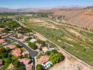 Drone / aerial view with a mountain view