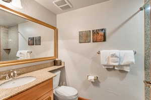 Bathroom featuring vanity and toilet
