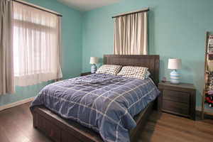 Bedroom featuring dark hardwood / wood-style floors