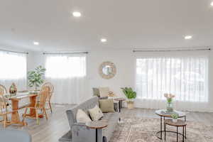 Living room featuring light wood-type flooring