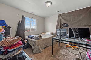 Bedroom with carpet flooring