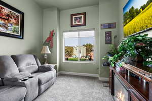 Living room featuring carpet floors