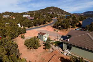 Aerial view with a mountain view