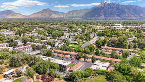 Aerial view featuring a mountain view