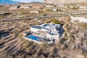 Aerial view featuring a mountain view