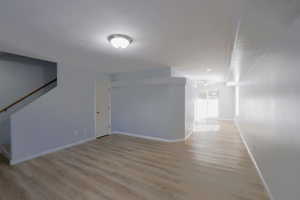 Interior space featuring light hardwood / wood-style flooring and ceiling fan