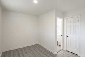 Interior space with light hardwood / wood-style floors