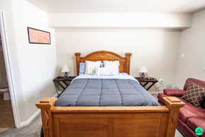 Master bedroom with bathroom and walk in closet