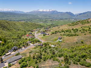 Drone / aerial view of a mountain backdrop