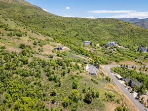 Drone / aerial view of a mountain backdrop