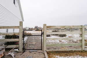 View of snow covered gate