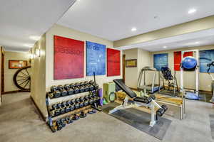 Great exercise room with space for a sauna