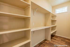 Walk in closet featuring hardwood / wood-style floors