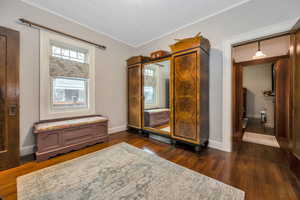 Interior space with dark wood-type flooring