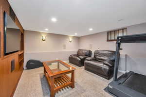 View of carpeted cinema room