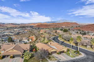 Aerial view featuring a mountain view