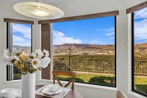 Interior space with a mountain view