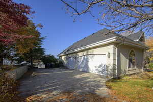 View of home's exterior featuring a garage