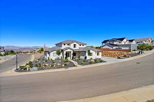 View of front of home with a mountain view