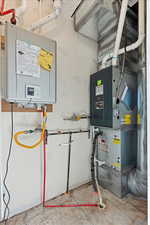 Utility room with tankless water heater