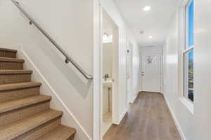 Interior space with light wood-type flooring