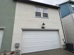 Garage with central air condition unit