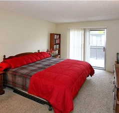 Primary bedroom with balcony -older photo