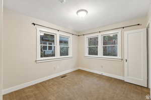 Carpeted spare room with plenty of natural light