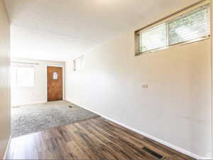 Entryway with dark hardwood / wood-style flooring