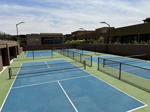 View of pickleball courts