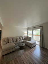 Living room featuring hardwood / wood-style flooring