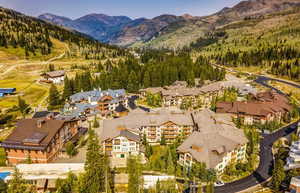 Bird's eye view with a mountain view