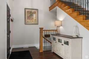 Foyer featuring dark hardwood / wood-style flooring