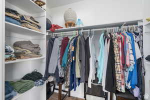 Spacious closet featuring carpet